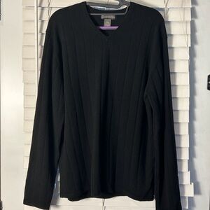 Banana Republic Men’s Med Pullover Black Ribbed Sweater Merino Wool Quiet Luxury